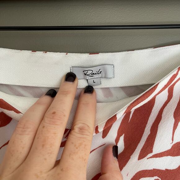 Rails Anya Midi Skirt In Rust Zebra Size Large White Redish Brown Zebra Print - Picture 11 of 16
